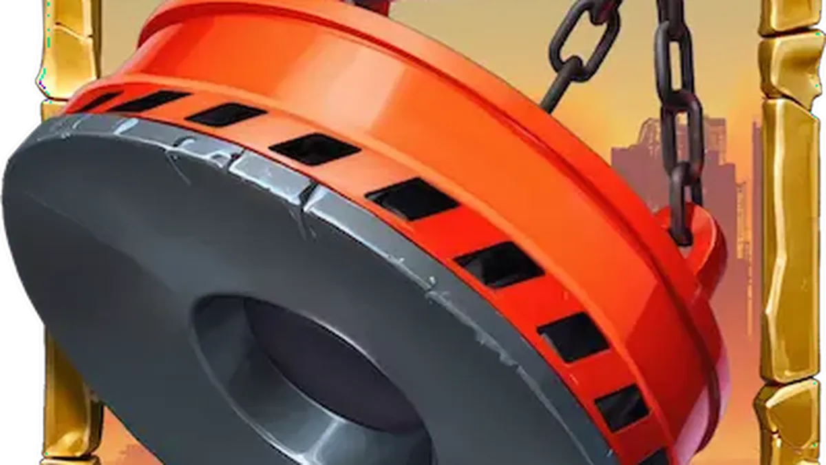 Tampilan layar permainan slot Recycle Riches dengan robot ceria dan simbol-simbol rongsokan futuristik.